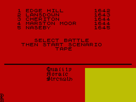 Cromwell At War (1642-1645) Screenshot 1 (Spectrum 48K)