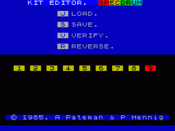 SpecDrum - Electro Kit Screenshot 1 (Spectrum 48K)