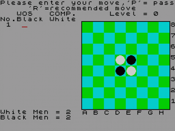 ZX Reversi Screenshot 1 (Spectrum 48K)