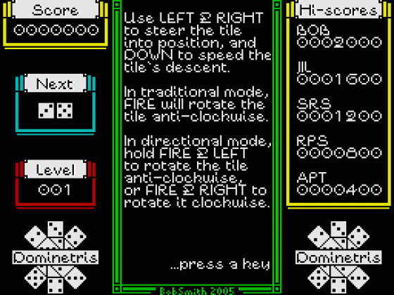 Dominetris Screenshot 13 (Spectrum 48K/128K)