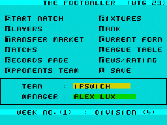 The Footballer Screenshot 1 (Spectrum 48K/128K)