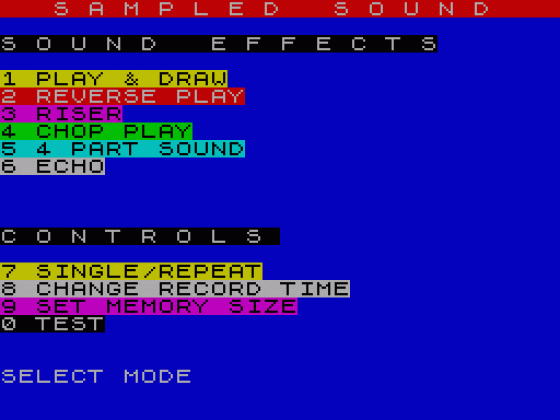 Digital Sound Sampler Screenshot 1 (Spectrum 48K)