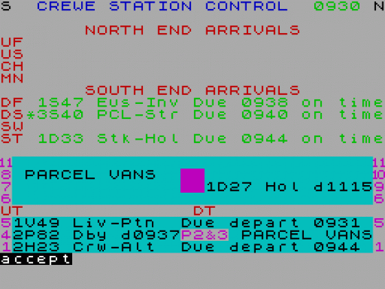 RTC Crewe Screenshot 1 (Spectrum 48K)