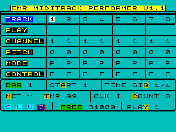 EMR Miditrack Performer Screenshot 1 (Spectrum 48K)