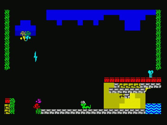 Monkey J. In: The Treasure Of The Gold Temple That Was Lost In The Forest Until He (or She?) Found It Screenshot 5 (Spectrum 48K/128K/+2/+3)