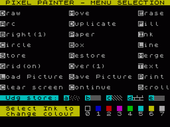 Pixel Painter Screenshot 1 (Spectrum 48K)