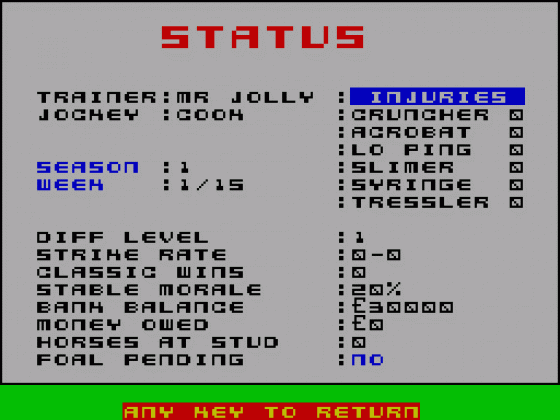 Classic Trainer 2 Screenshot 1 (Spectrum 48K)