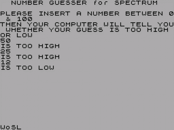 Number Guesser for Spectrum Screenshot