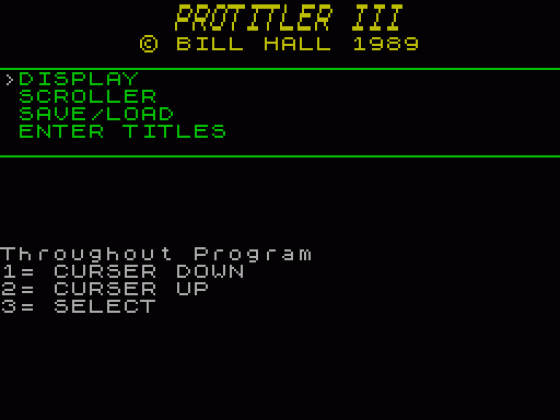 Protitler3 Screenshot 1 (Spectrum 48K)