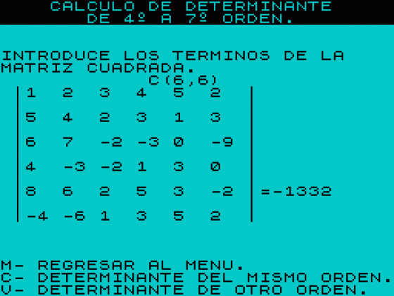 Calculo de Determinantes Screenshot