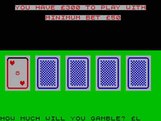 Play Your Cards Right Screenshot 1 (Spectrum 48K)