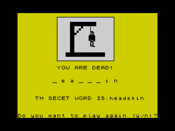 The Hangman Screenshot 1 (Spectrum 48K)