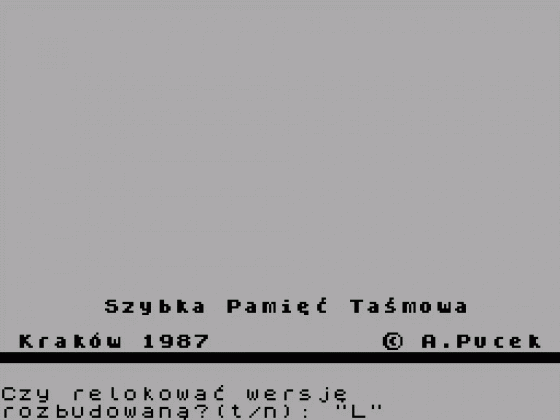 Szybka Pamiec Tasmowa Screenshot 1 (Spectrum 48K)