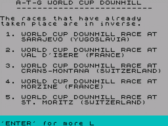 Downhill Champion Screenshot 1 (Spectrum 48K)