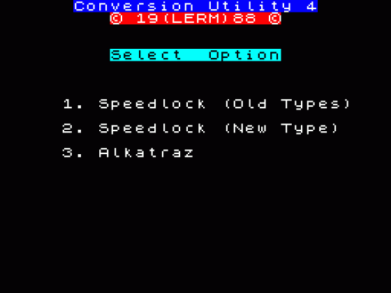 Conversion Utility 4 Screenshot 1 (Spectrum 48K)