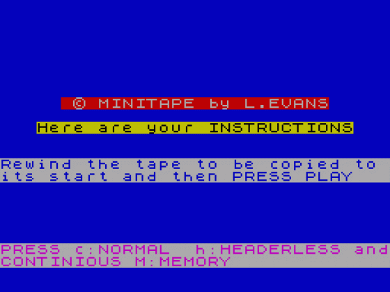 Minitape 4 Screenshot 1 (Spectrum 48K)