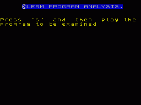 Program Analysis Screenshot 1 (Spectrum 48K)