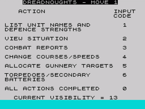 Dreadnoughts Screenshot 1 (Spectrum 48K)