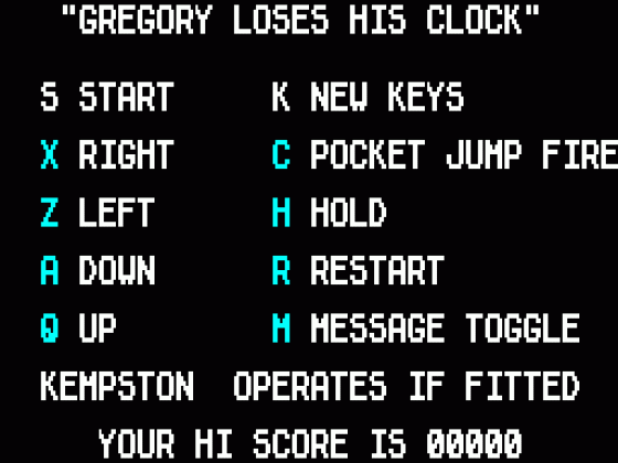 Gregory Loses His Clock Screenshot 43 (Spectrum 48K/128K/+2)