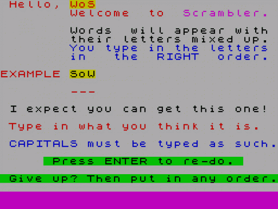 Scrambler 2 Screenshot 1 (Spectrum 48K)