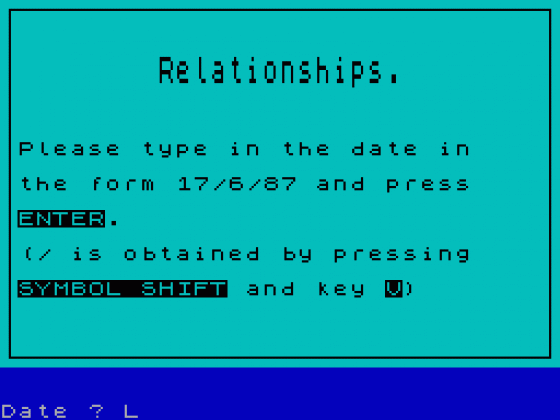 Good Questions - Relationships Screenshot 1 (Spectrum 48K)