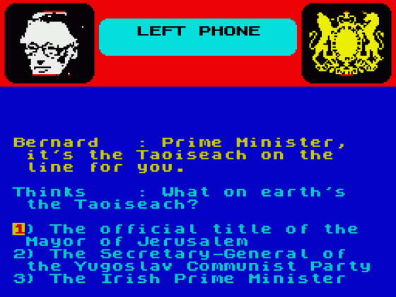 Yes, Prime Minister Screenshot 11 (Spectrum 48K/128K/+2)