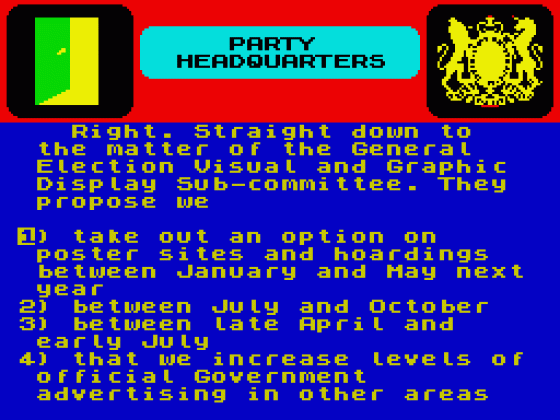 Yes, Prime Minister Screenshot 13 (Spectrum 48K)