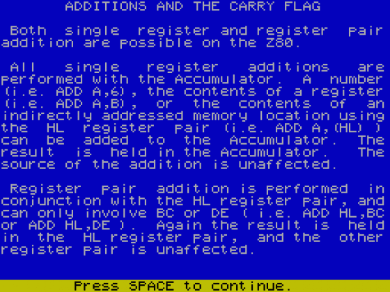The Complete Machine Code Tutor Screenshot 1 (Spectrum 48K)