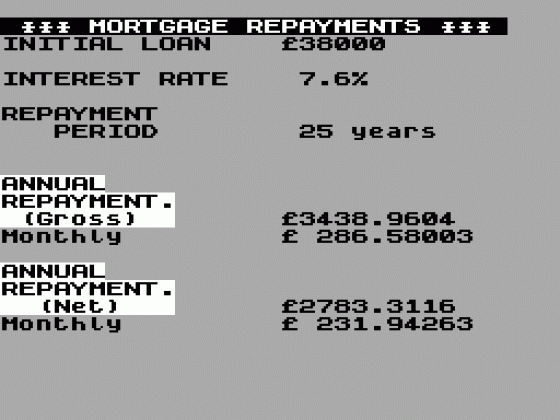 Mortgage Repayments Screenshot