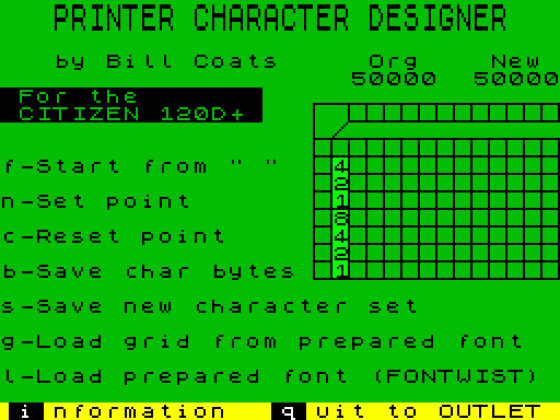 Printer Character Designer Screenshot