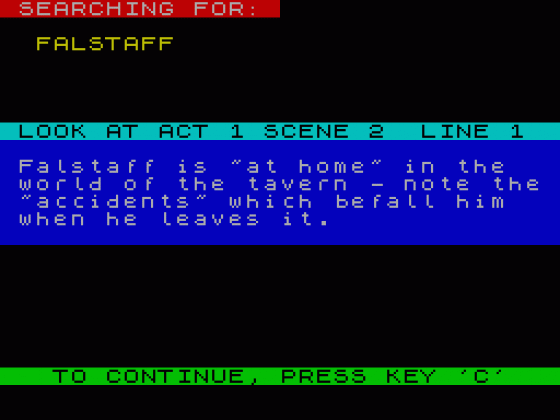 Henry IV Part 1 Screenshot 1 (Spectrum 48K)