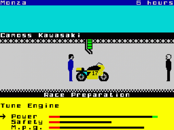 T T Racing Simulator Screenshot 1 (Spectrum 48K/128K/+2)