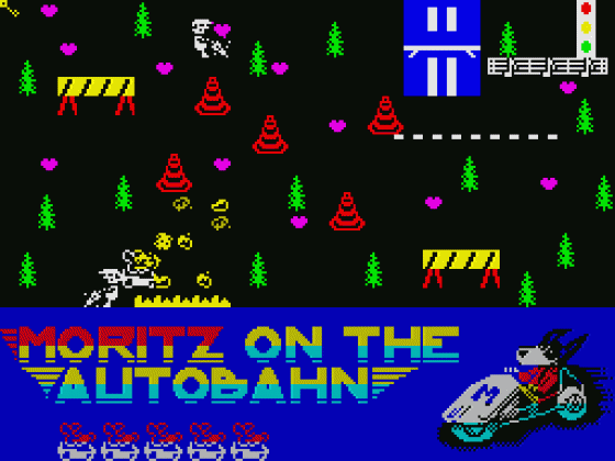 Moritz On The Autobahn Screenshot 15 (Spectrum 48K/128K/+2/+3)