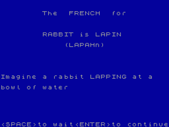 Linkword French Screenshot 1 (Spectrum 48K)