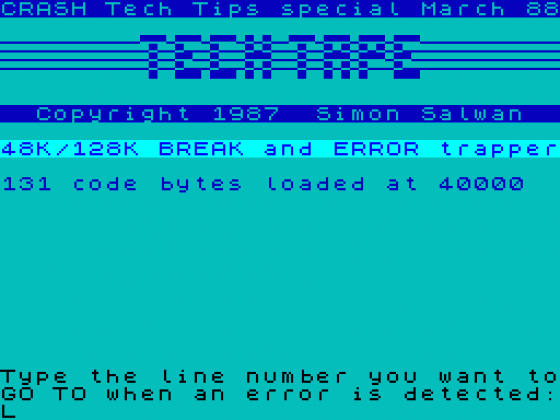 48K/128K BREAK and ERROR Trapper Screenshot