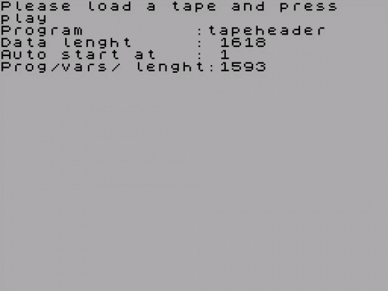 Tape Header Screenshot