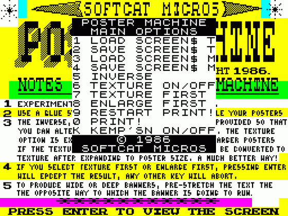 Poster Machine Screenshot 1 (Spectrum 48K)