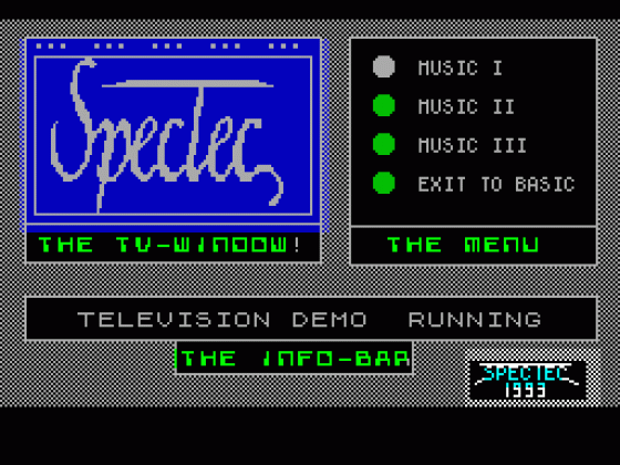 The Television Demo Screenshot 1 (Spectrum 48K/128K)