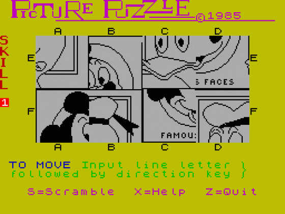 Picture Puzzle Screenshot 1 (Spectrum 48K)