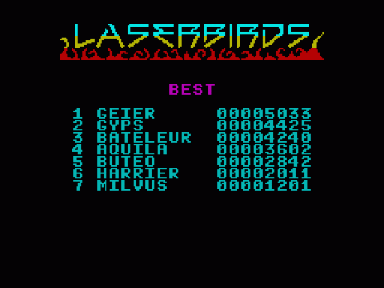 LASERBIRDS Screenshot 10 (Spectrum 48K)