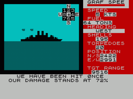 Admiral Graf Spee Screenshot 9 (Spectrum 48K)