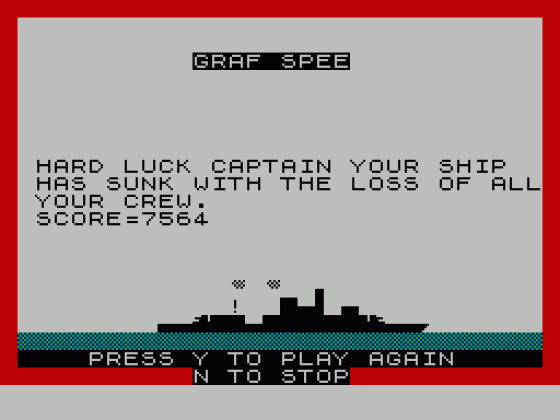 Admiral Graf Spee Screenshot 13 (Spectrum 48K)