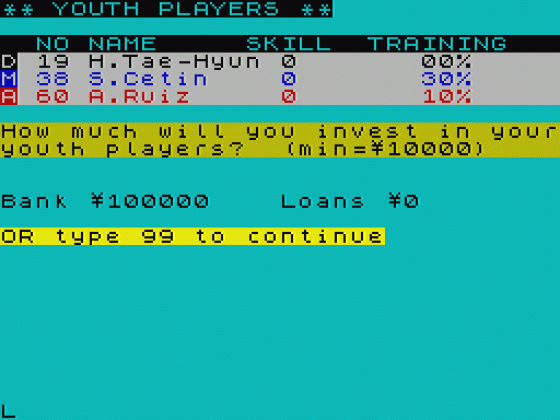 Football Manager Revisited Screenshot 12 (Spectrum 48K/128K/+2/+3)