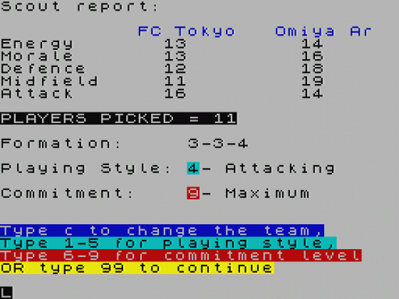 Football Manager Revisited Screenshot 18 (Spectrum 48K/128K/+2/+3)