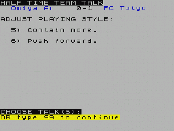 Football Manager Revisited Screenshot 25 (Spectrum 48K/128K/+2/+3)