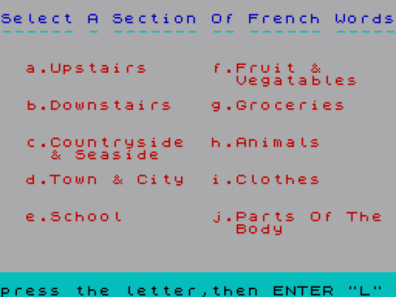 French Vocabulary Test Screenshot