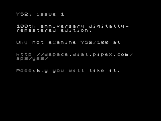 YS2 Issue 1 Screenshot 1 (Spectrum 48K)