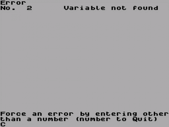 On Error! Screenshot