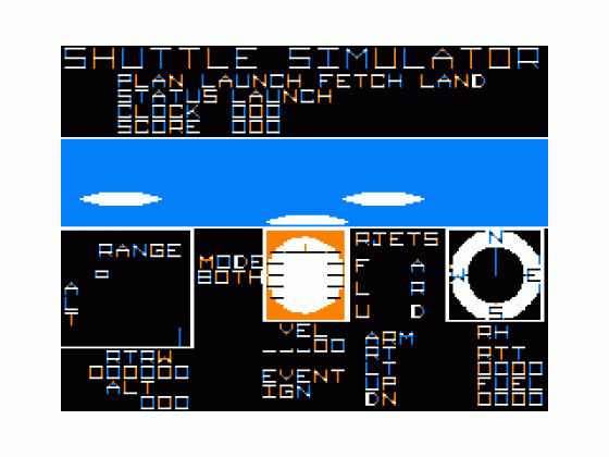 Shuttle Simulator Screenshot 1 (Tandy Color Computer 1/2/3)