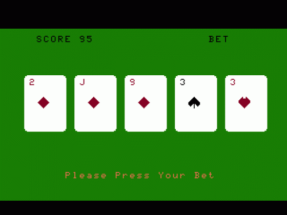 Draw Poker Screenshot 1 (Tandy Color Computer 3)